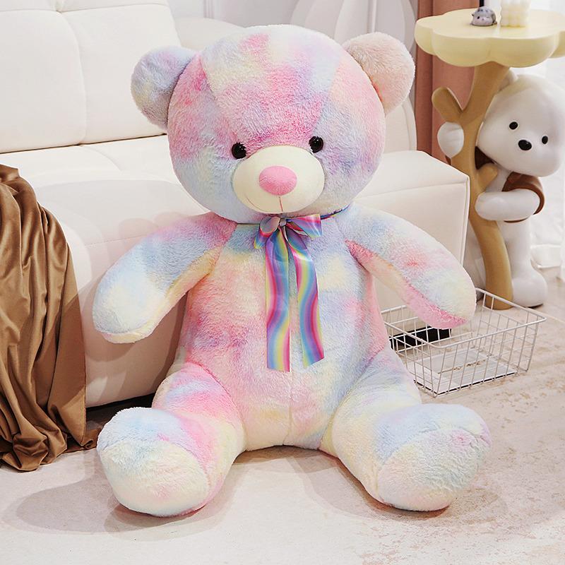 

Girl s heart colorful teddy bear doll plush toy sitting hug bear doll children accompany soothing doll 40cm（0.5kg）