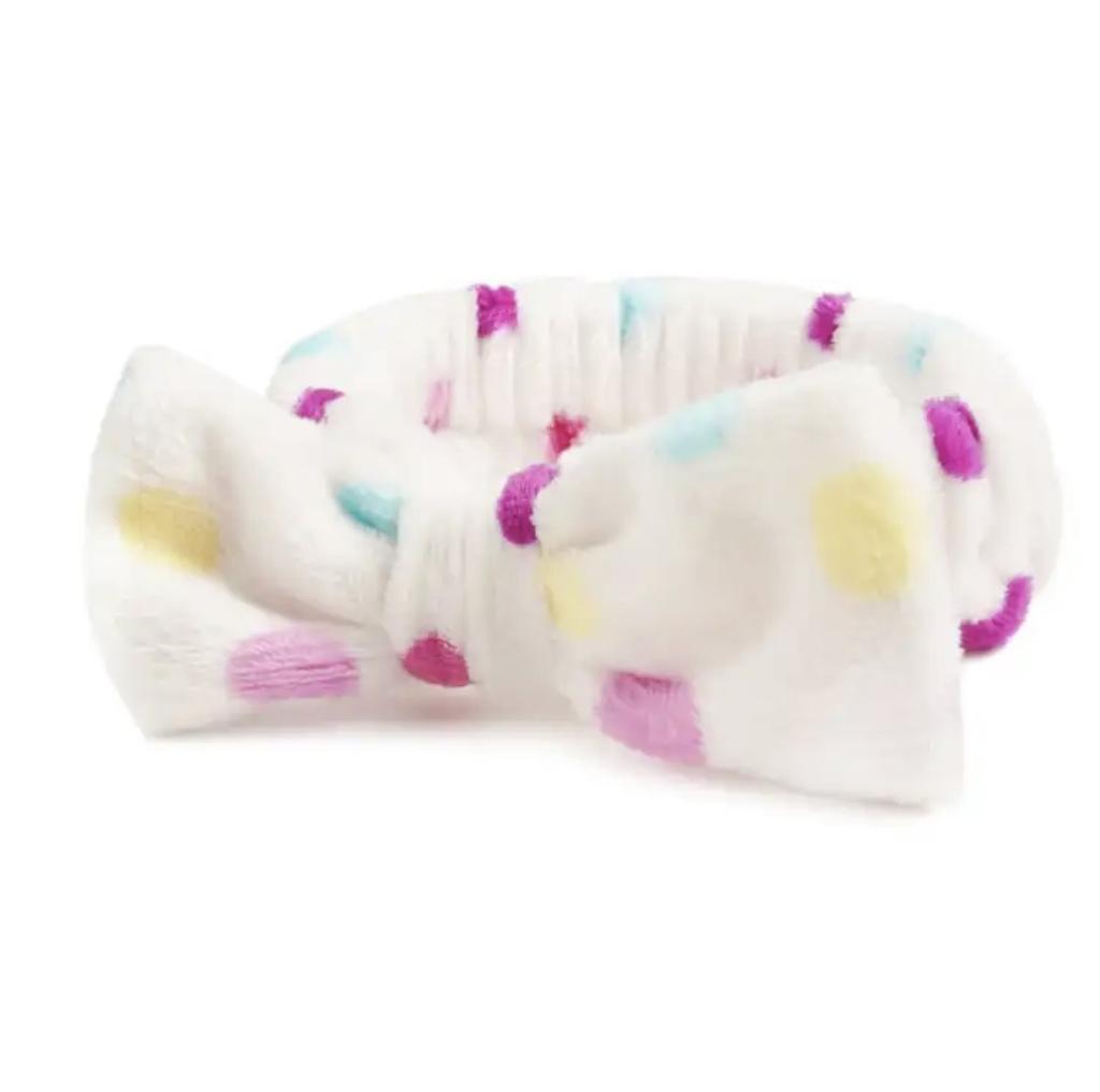 Women's European American Style Soft Coral Velvet Bow Fluffy Microfiber Spa Headband for Facial Makeup Non-Slip Shower Face