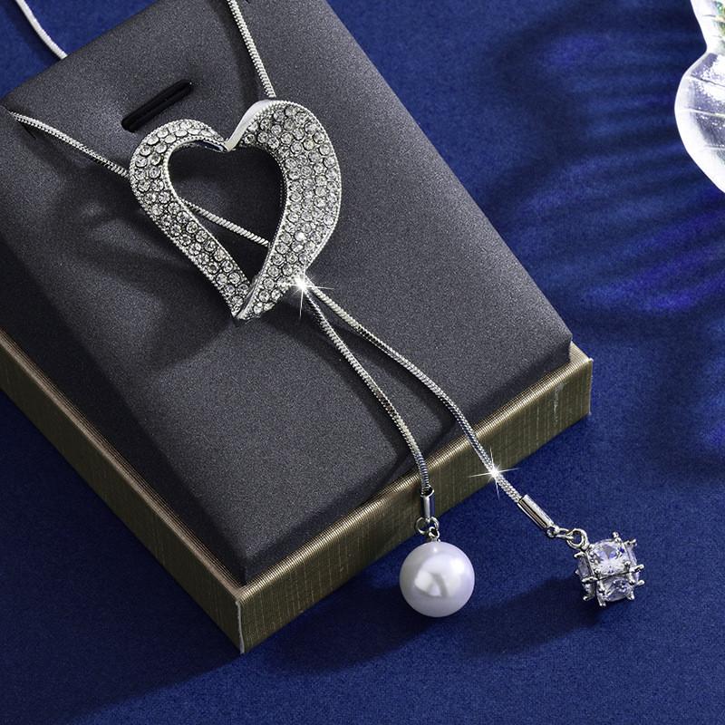 Elegant Heart Shaped Crystal Necklace With Pearl Accents In Stylish Designs For Women