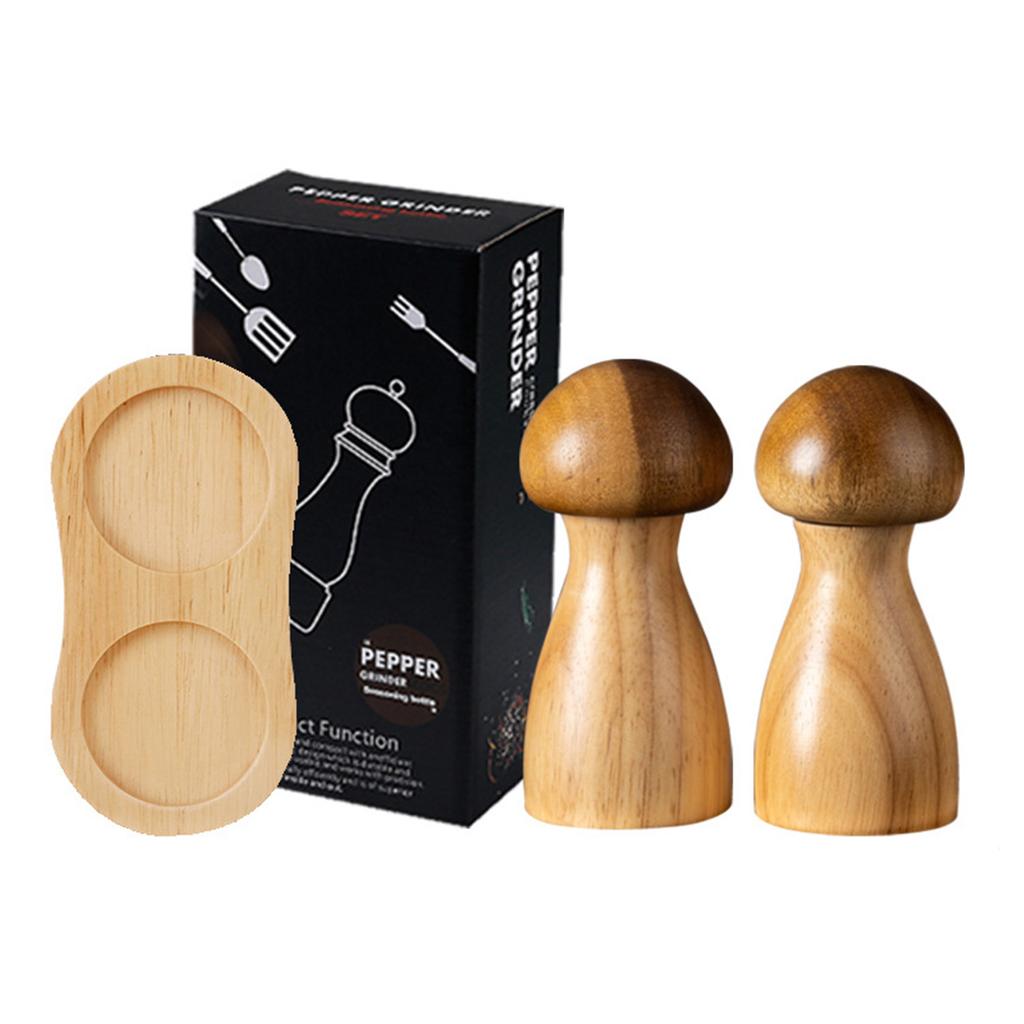 Wooden Mushroom Pepper Grinder with Adjustable Coarseness for Salt and Spices – Handcrafted Kitchen Mill