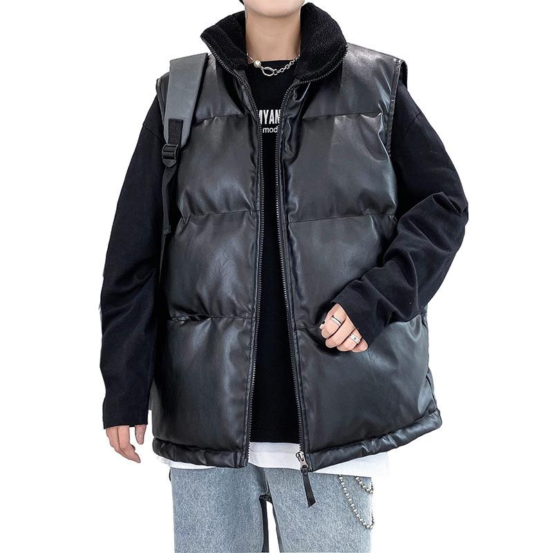 

Мужской жилет осенне-зимнее кожаное хлопковое пальто в корейском стиле модный жилет мужской свободный зимний красивый утолщенный внешний жилет куртка 3XL