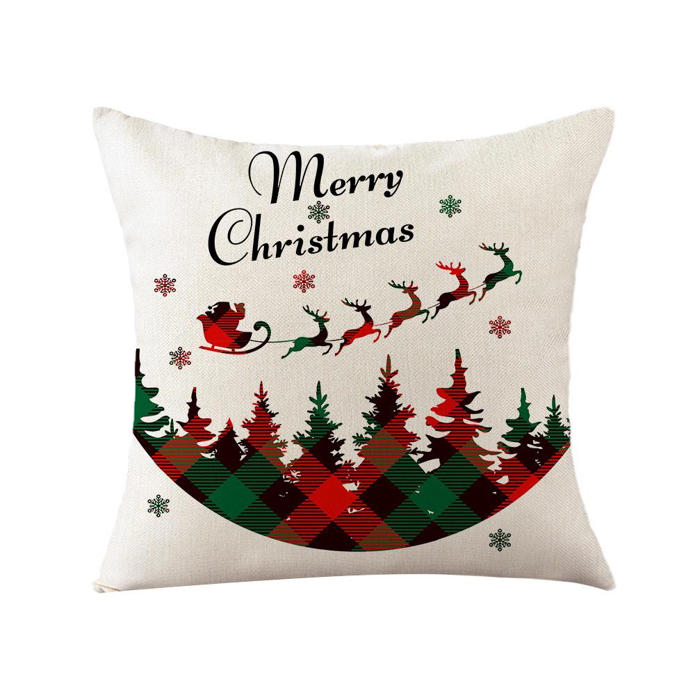 New Christmas Pillow Home Polyester Printed Sofa Pillow Cover Santa Claus Living Room Cushion