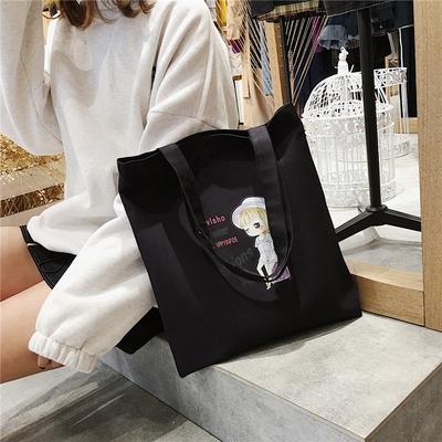 Cartoon-Leinwandtasche Damen-Schultertasche Neue Studentin Literarisch Bedruckte Stofftasche Handtasche Einfach Große Kapazität Einkaufstasche