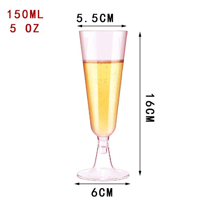 Detachable Red Wine Dessert Cup with High Stem - Disposable Plastic Champagne Flute for Weddings or Pudding Mousse.