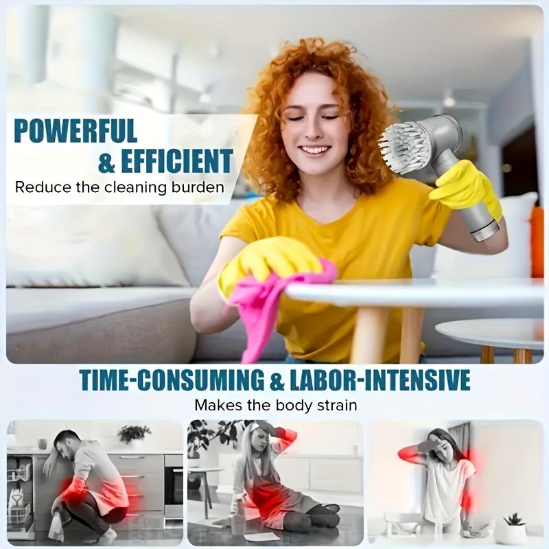 Electric Cleaning Brush with 5 Brush Heads, USB Rechargeable, 500mAh, Handheld Cleaner, Portable and Compact