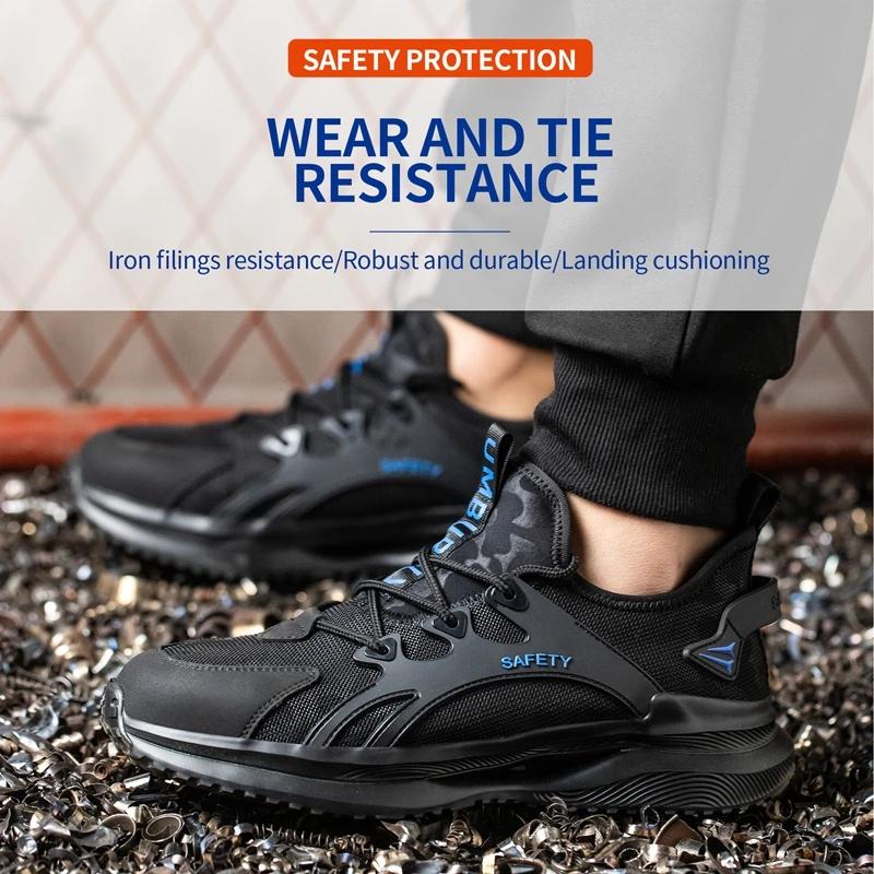 Anti Puncture Men Safety Shoes Summer Work Sneakers with Steel Toe Breathable Work Shoes for Men Protective Shoes with Metal Toe