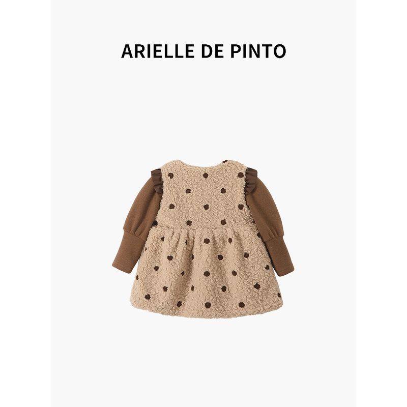 French Arielle De Pinto Kidsren's Velvet Suit Skirt Winter Outfit for Girls Warm Furry Skirt Two-Piece Set