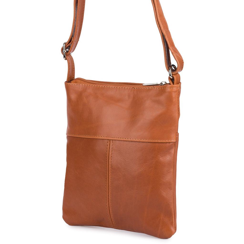 Skórzana torebka mała listonoszka wizytowa damska camel Beltimore A33