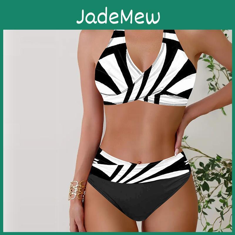 Swimwear Tankini Womens 2 Piece Swimsuit White Square Vacation Bathing Suits Hanging Neck Swimsuit