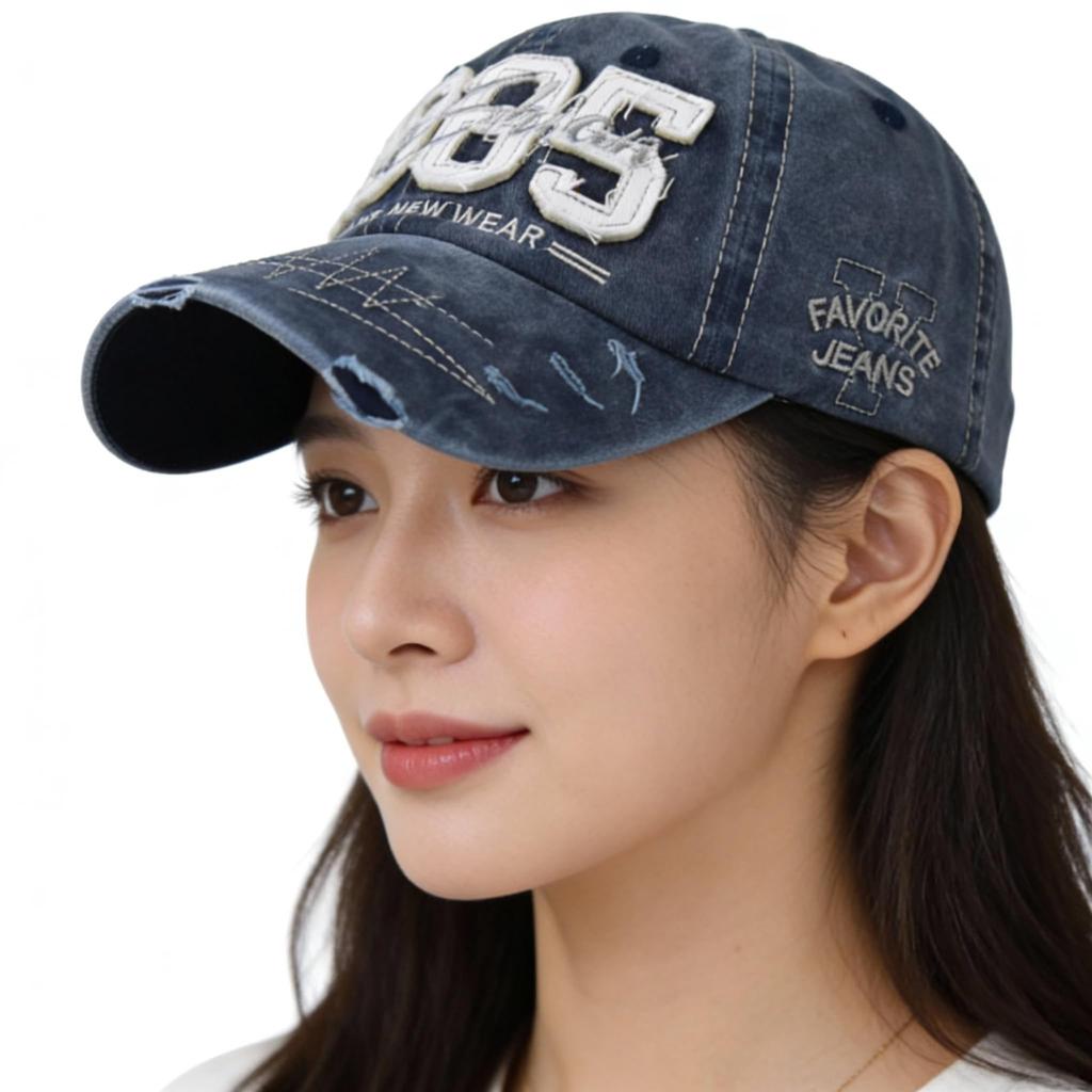 Deep 1985 3D UV Baseball Adjustable Size Suitable for Outdoor [JoyFusion] Women's Cap, Fit, Cotton, Design, Embroidery, Protection, Cap, 7.5cm Brim,