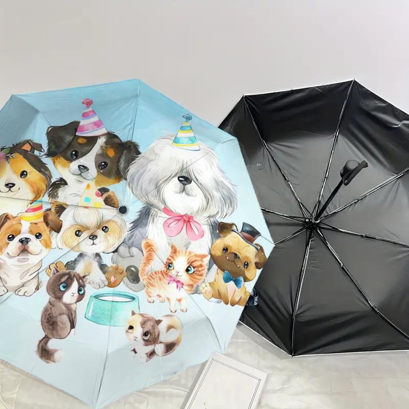 1 st Partyvalpar Mönster Liten Rese Kompakt Vindtät Paraply, Automatiskt Fällbart Paraply, Automatisk Öppning/Stängning, Gåva-82