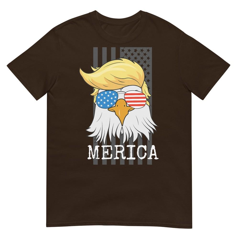 Merica Bald Eagle 4th Of July Trump American Flag Funny Gift TShirt
