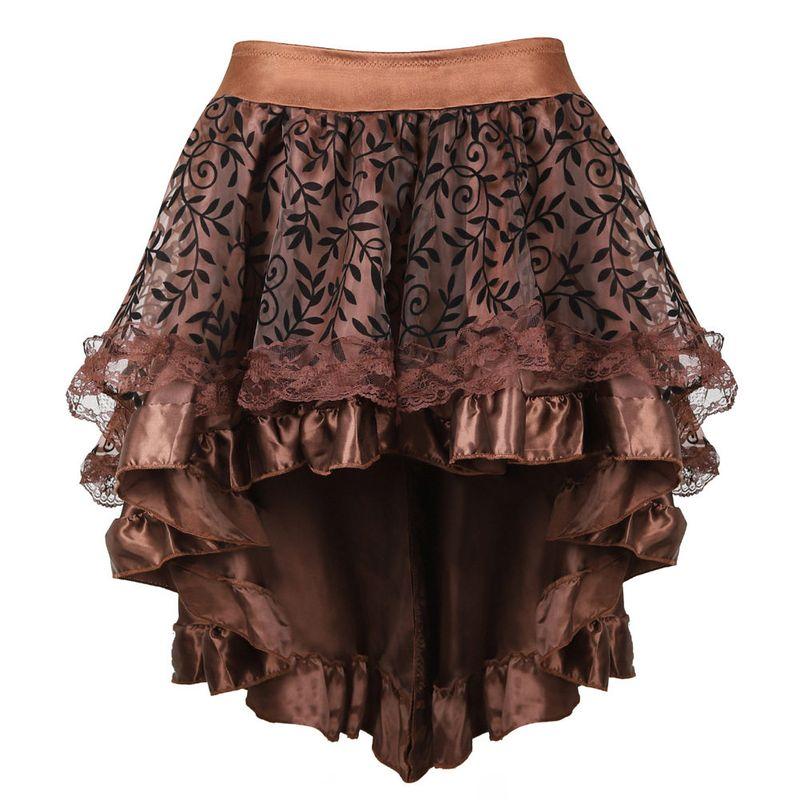 

and American Style Solid Color Irregular Velvet Zippered Elastic Waist Skirt Cosplay Costume Court Dance Women s Umbrella Skirt Foreign Trade. Brown XXL