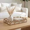 Scalloped Edge Handwoven Storage Basket Rectangular Fruit Basket Desktop Organizer  Bedroom
