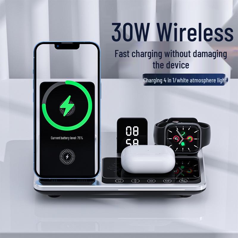New 4-in-1 Folding Wireless Charger: Desktop Charger for Apple Watch, Earphones & More