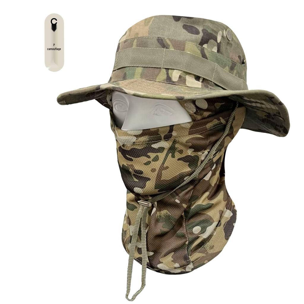 Outdoor Sonnenschutz Camouflage Hut & Sturmhauben Set: Winddicht, Sonnenschutz für Bergsteigen, Angeln & Radfahren