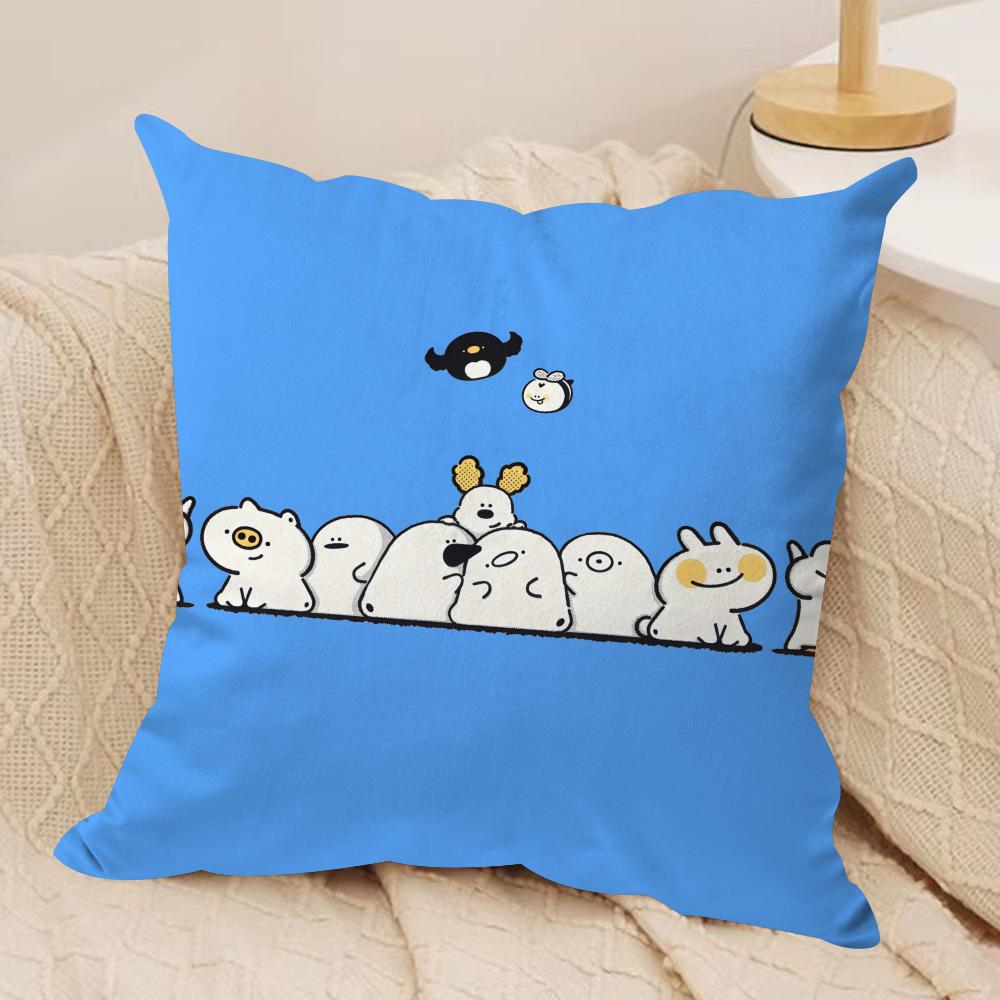 Cute animal patterns Cushion Cover Soft Plush Fabric Double-Sided Printed Sofa Cushion Cover for All Seasons Home Decor Gift
