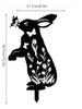 Black Metal Bunny Garden Decor Outdoor Ground Stakes