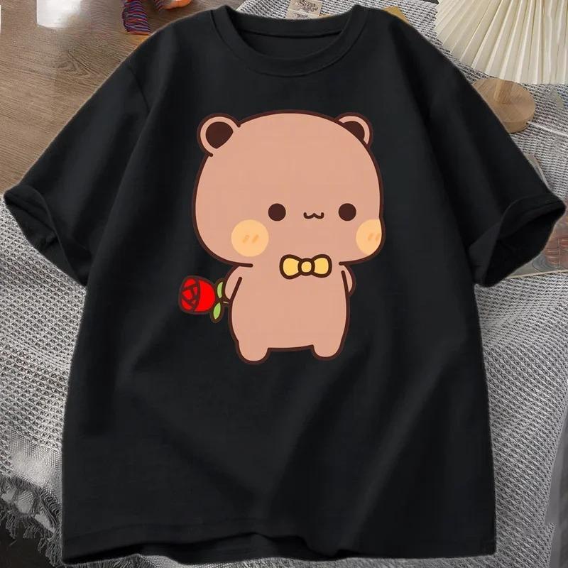 DuDu Bear Surprising Panda BuBu with A Flower T-shirt Funny Cute Buu Duu Graphic T Shirts Women Men Couple T Shirt Clothes