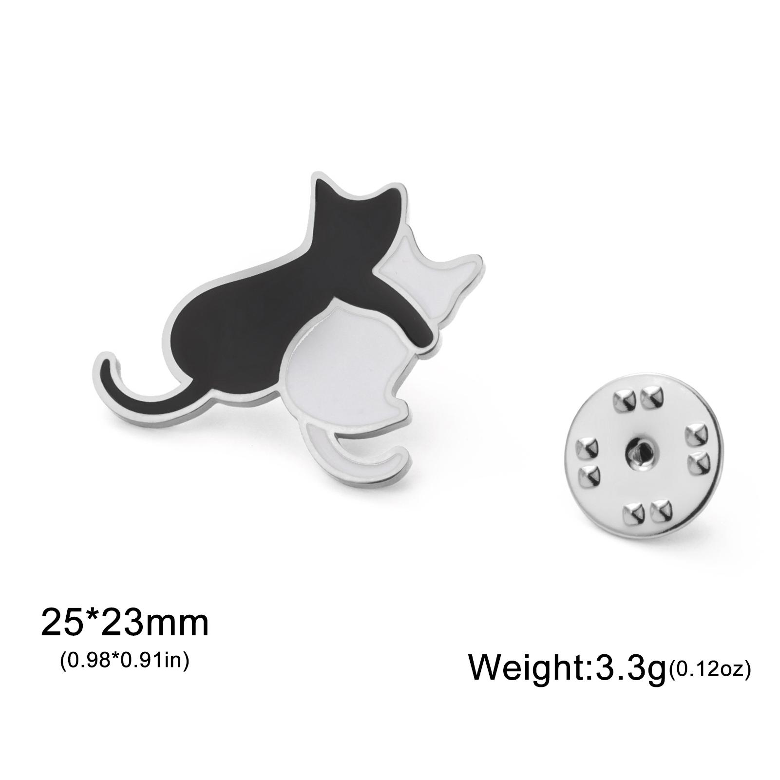 

Teamer Black White Enamel Cat Dog Stainless Steel Brooch For Women Men Pet Animal Lapel Pin Shirt Suit Badge Accessories Gift
