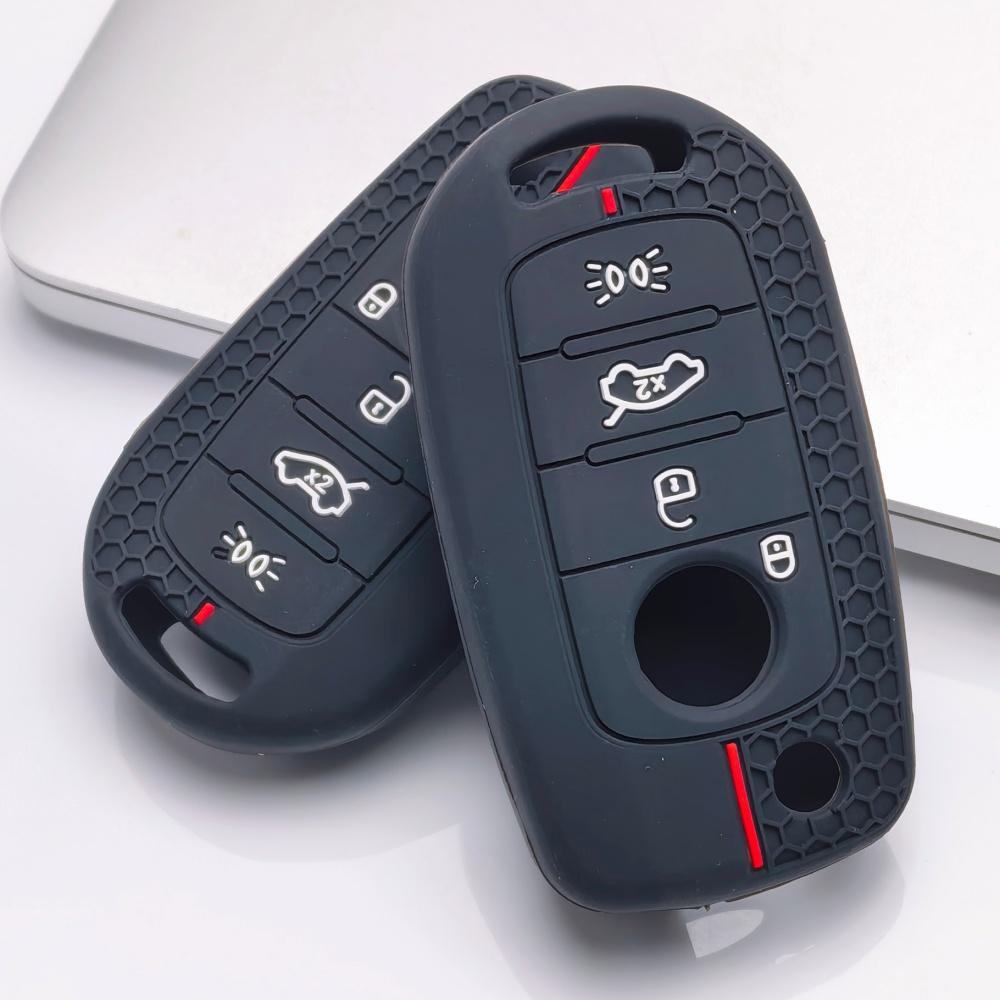 Coprichiavi in Silicone per Telecomando a Flip a 4 Pulsanti, Custodia Protettiva Anti-Graffio e Anti-Caduta per Jeep Renegade Compass per Fiat 500X Toro Argo per Dodge