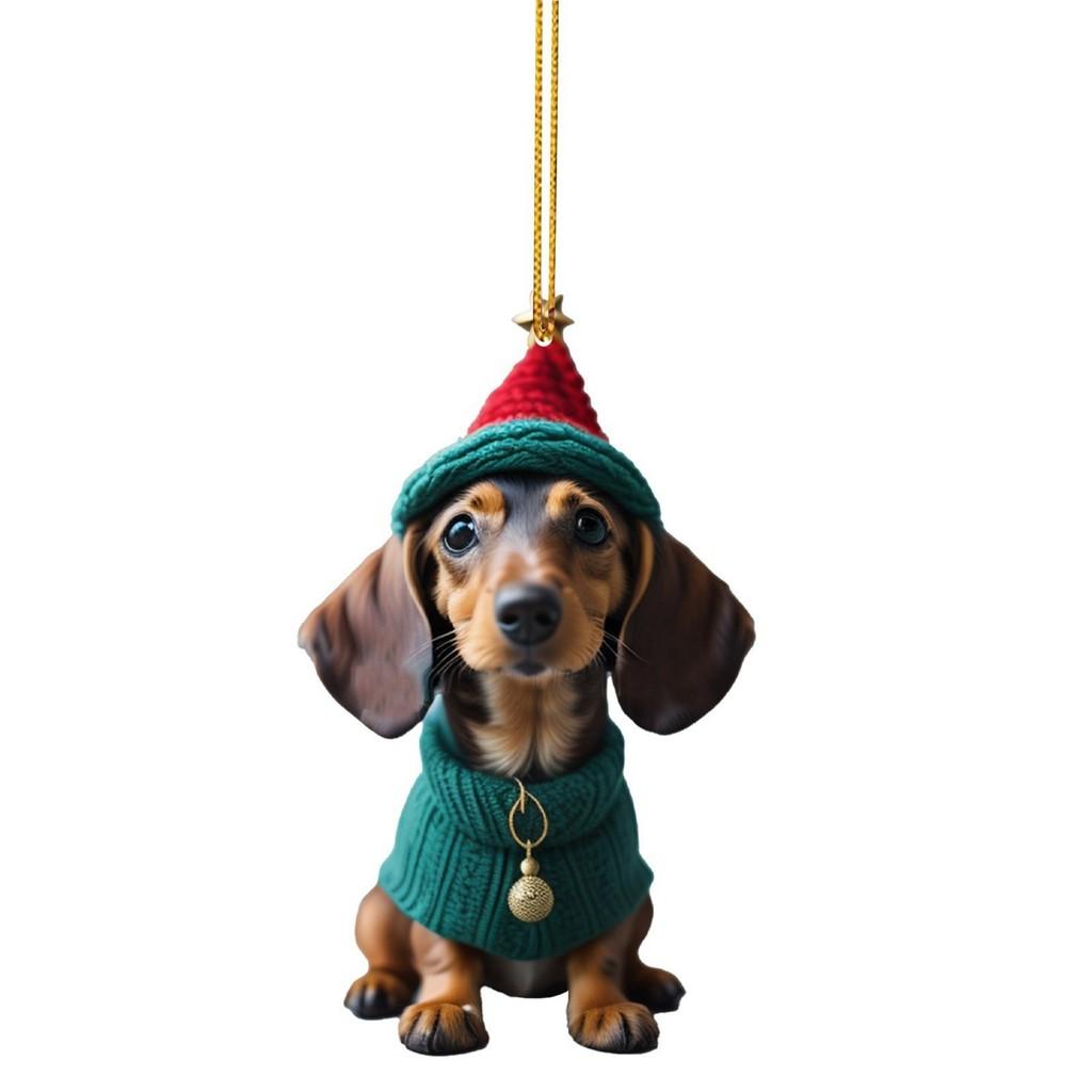 Cute Car Dachshund Hanging Decor For Vibrant Christmas Tree And Home Decoration