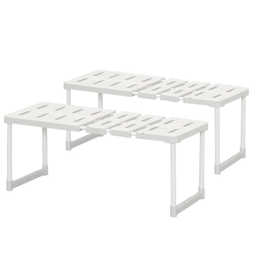 IRIS OHYAMA Expandable Closet Shelving Unit, Set of 2, 72-92cm Wide x 37cm Deep x 37.3cm High, Gray, SOR-370 x 2