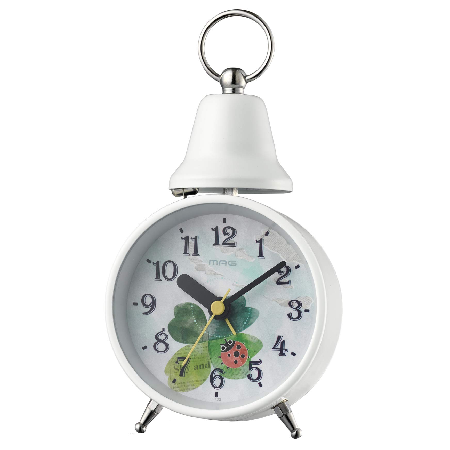 

MAG Alarm Clock Analog Pastel Ladybug Continuous Second Hand Bell Sound Alarm White T-732W-Z