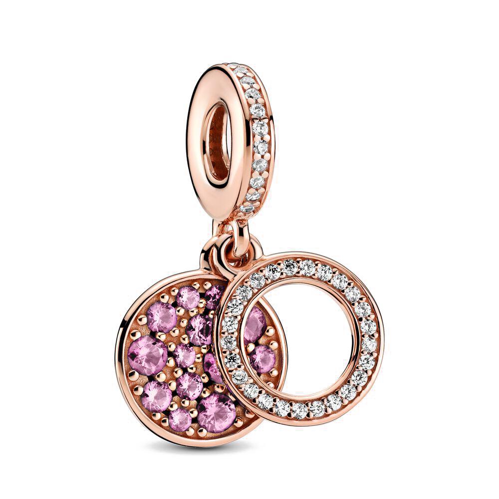 New Real Copper Double-Ring Pendant Charm Suitable For Original Wrist Bracelet Accessories Women Jewelry Piece