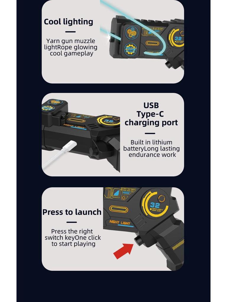 Luminous High-Speed Electric String Launcher Toy for Decompression and Learning