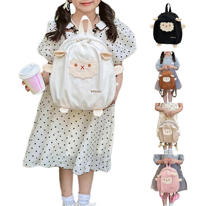 Girl Cartoon Sheep Backpack Student School Bag Lovely Crossbody Bag Japanese Style Small Backpack for Kindergartens  White