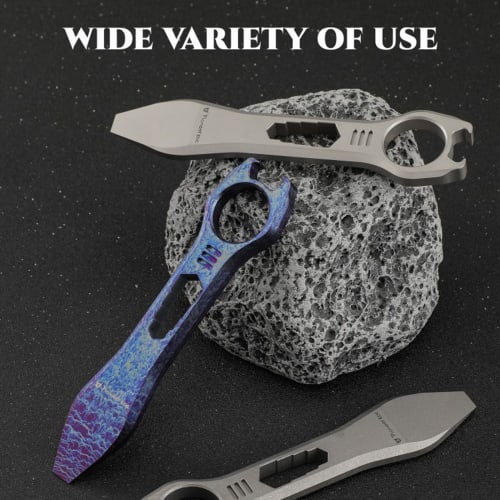 Hamans Titanium EDC Prybar Multi-Tool with Bottle Opener, Nail Puller, Crowbar, Wrench, and Screwdriver, Compact Size, QG-01