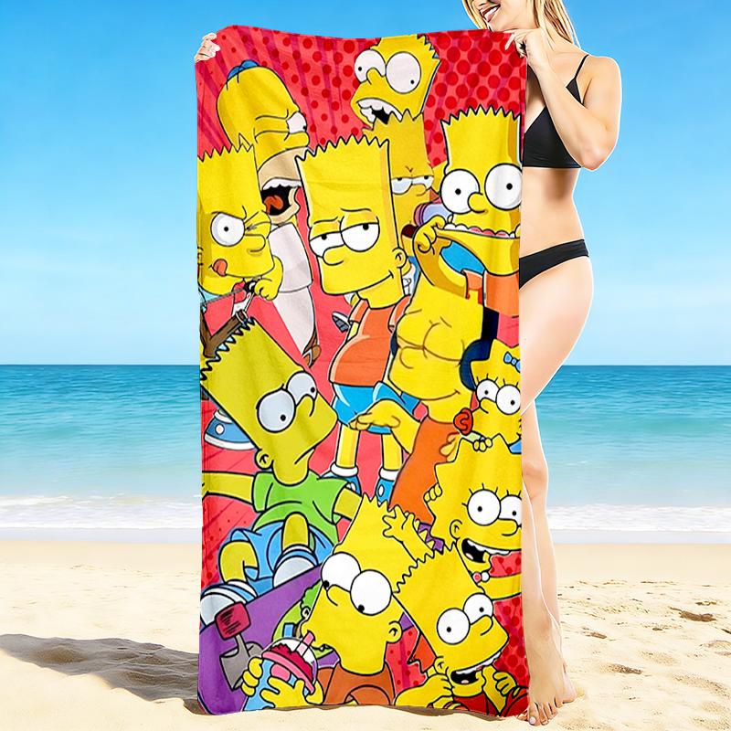 1Pc Simpsons Family Portrait Beach Towel, Quick Dry, Multi-Use for Beach Pool Gym Yoga Home Travel, Christmas, Halloween, Xmas Gift S783