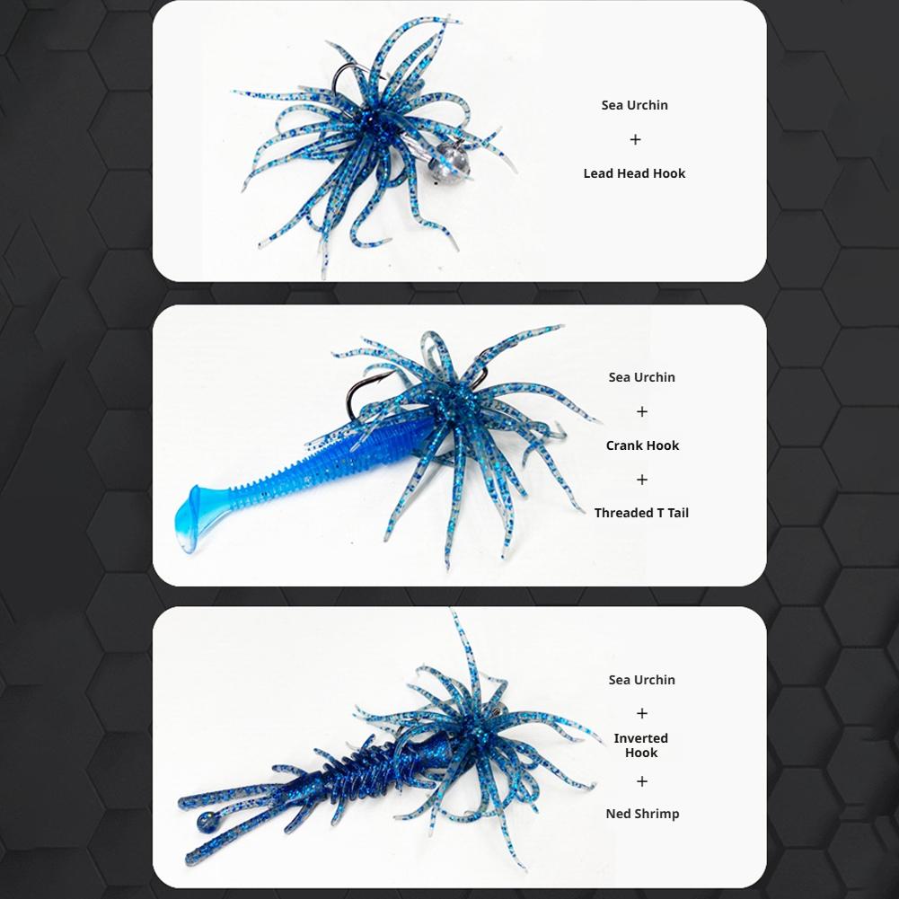2Pcs Floating Sea Urchin Fishing Lures | Tear-Resistant TPR Construction | 6cm Size | Ideal for Mandarin Fish & All Game Fish