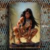 Native American Female Metal Wall Decor, 8x12in Vintage Sign with Pre-Drilled Holes, Home Gift