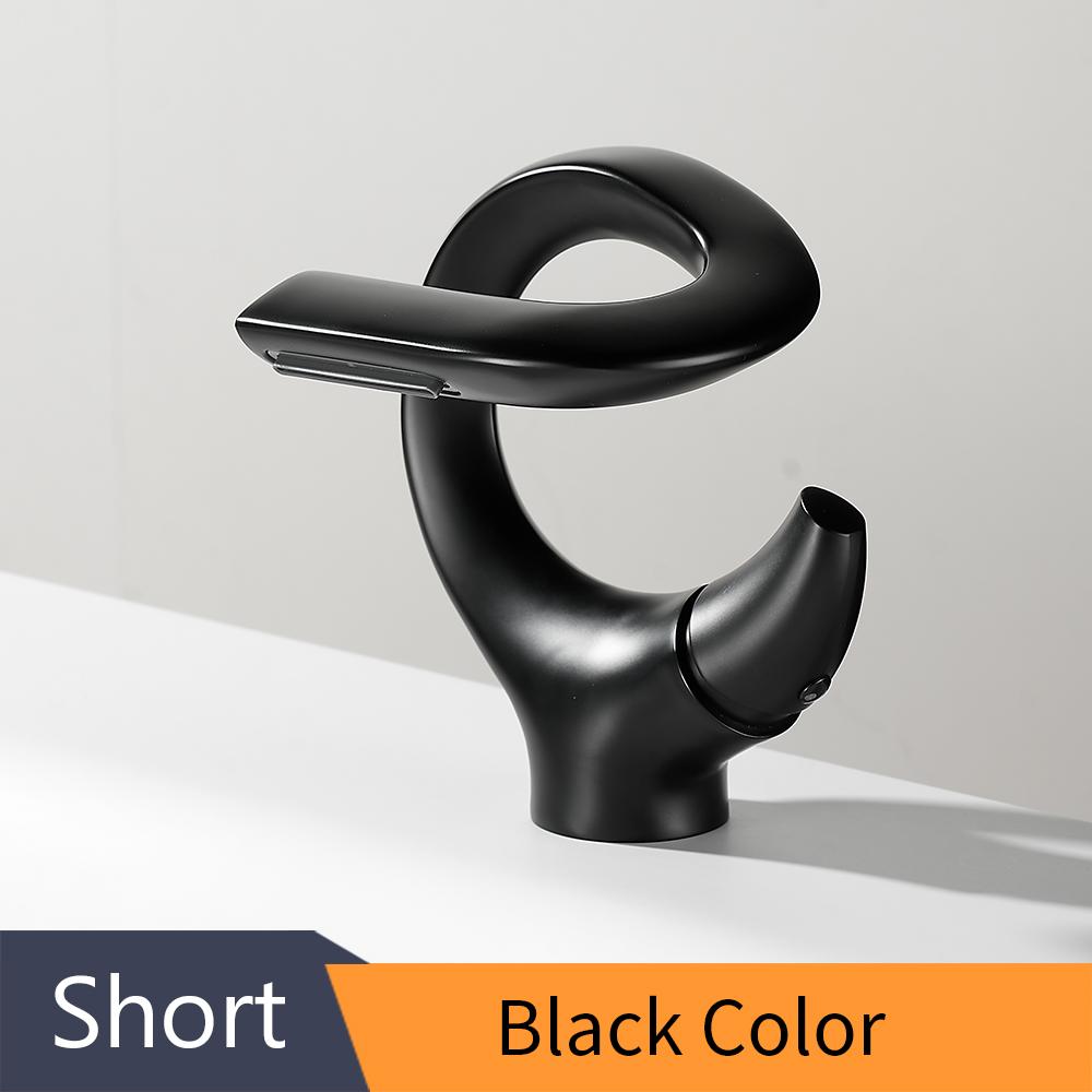 Gold Unique Luxury Brass Bathroom Sink Waterfall Taps Hot and Cold Water Mixer Tap Wash Bathroom Basin Faucets (Black,Brass) чёрный
