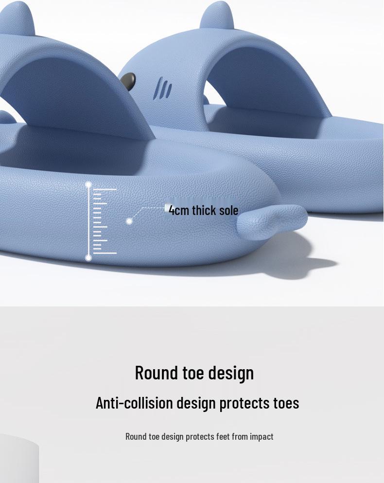 4cm Thick Sole Shark Slippers: Fun Cartoon EVA Slippers for Women, Men & Kids - Unique Stepping Sensation
