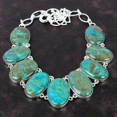 Chrysocolla Necklace Handmade Gemstone Jewelry 925 Sterling Silver Necklace Adjustable Chain Necklace Latest Design Necklace Engagement Gift