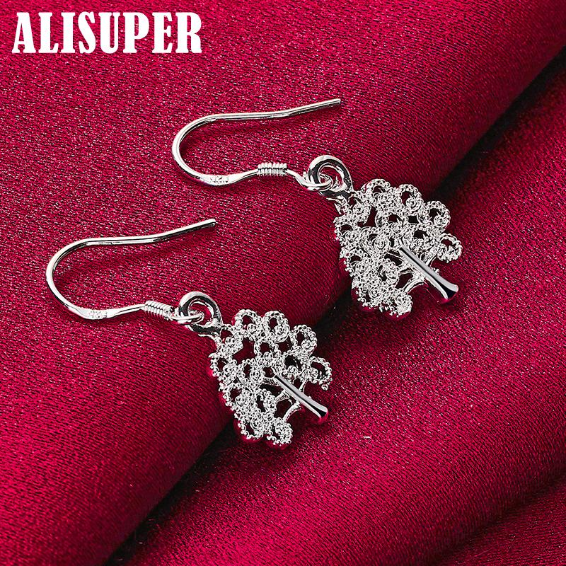 925 Sterling Silver Tree Drop Earrings Jewelry