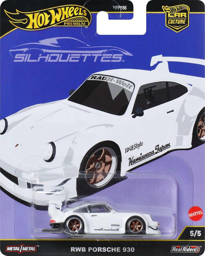 Hot Wheels Car Culture Silhouette RWB Porsche 930 Vehicle Toy Minicar for Ages 3 and Up White JBK58