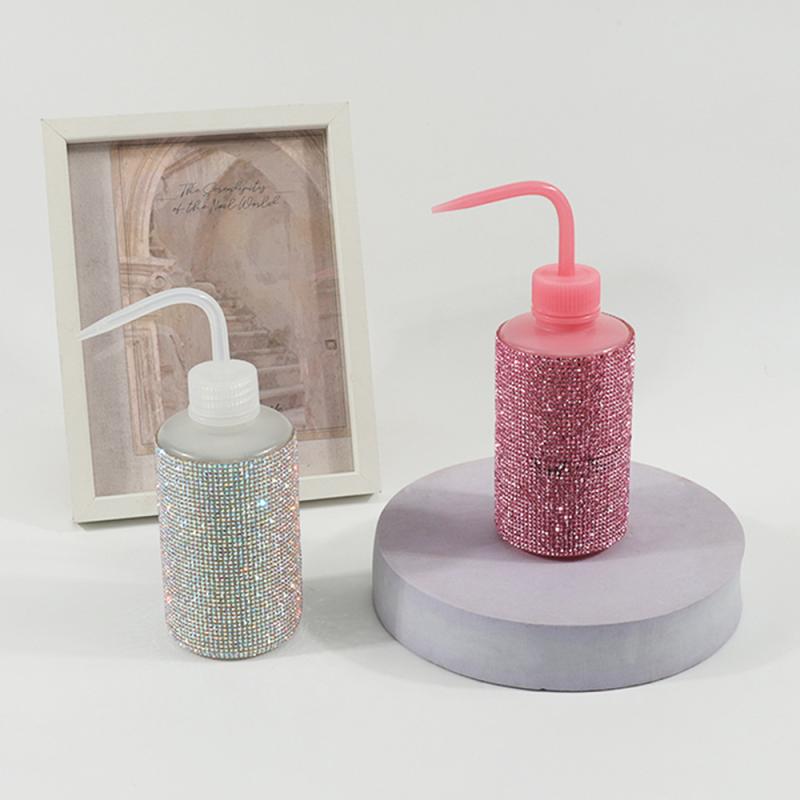 250Ml Empty Diamond Eyelash Clean Washing Bottle Curved Spout Blow Wash Makeup Remover Bottle Eyelash Removal Cleaning Tool