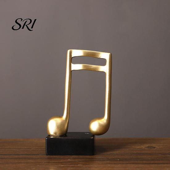 Versatile Music Figurine Note Sculpture Gold Resin Musical Symbol Modern Decor Tabletop Decoration for Piano Room Home Office Table Centerpiece Small