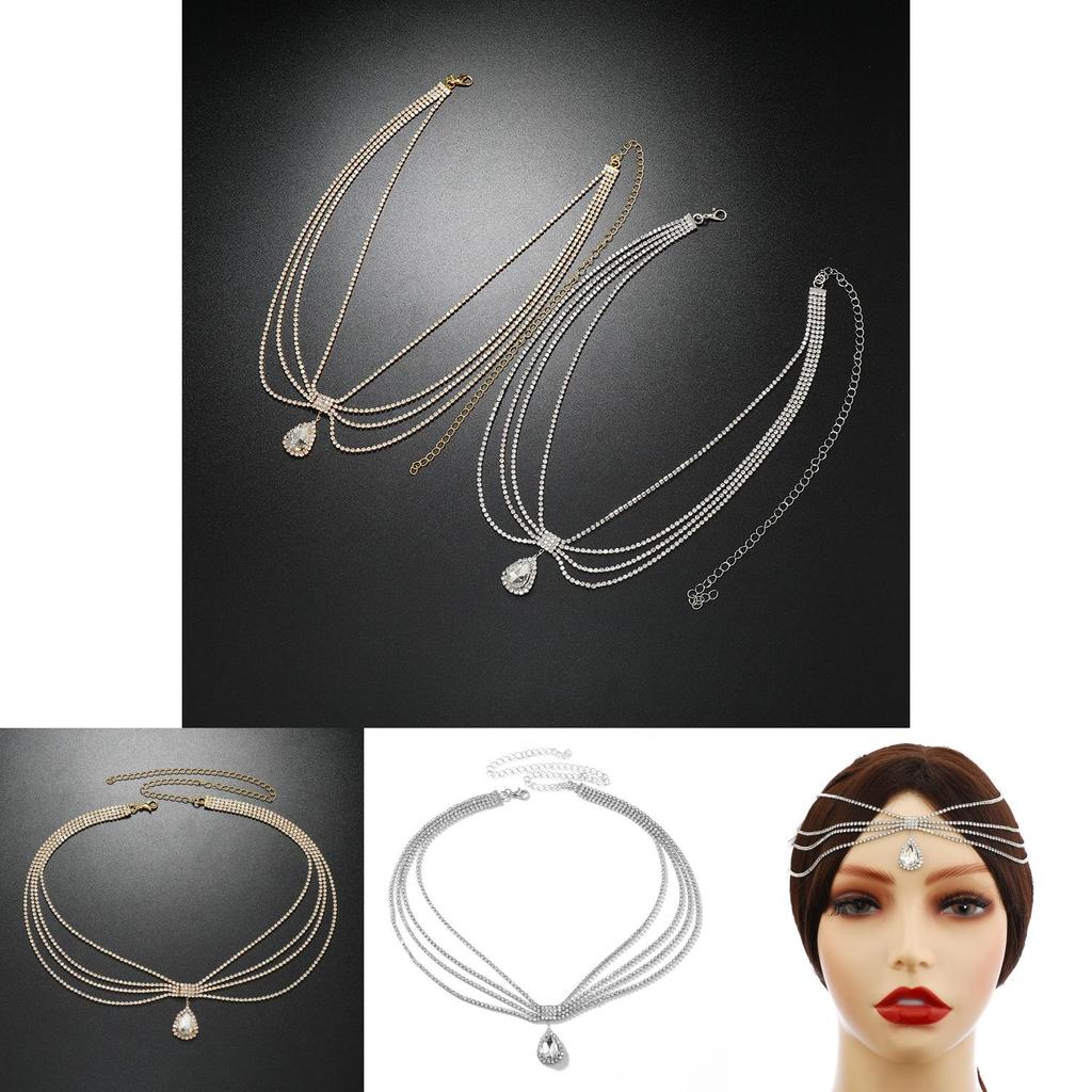 Ethnic Feng Shui Diamond Pendant Design Multi Layer Chain Women Headpiece For Women Travel Gift