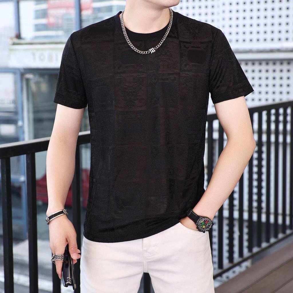 Ice Silk Quick-drying Men's T-shirt Short-sleeved Summer T-shirt Trendy and Versatile Youth Top Thin Style Breathable Loose