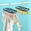 12-Clip Multi-Functional Clothes and Sock Drying Rack with Plastic Hangers