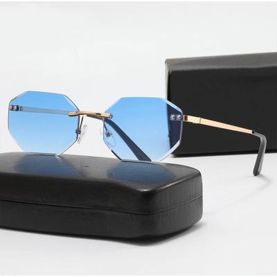 Rimless Sunglasses  Fashion Lady Irregular Trend Polygon Small Frame Eyeglasses Rimless Driving Mirror