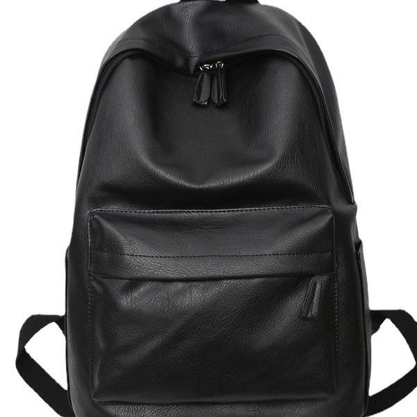 Large Capacity PU Leather Backpack - Unisex Casual Travel & College Bag
