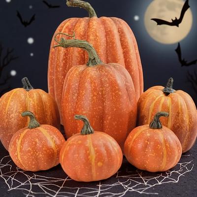 7PCS Simulation Pumpkin Model Set Artificial Fall Decor for Halloween Thanksgiving Party Garden Table Display Decorations