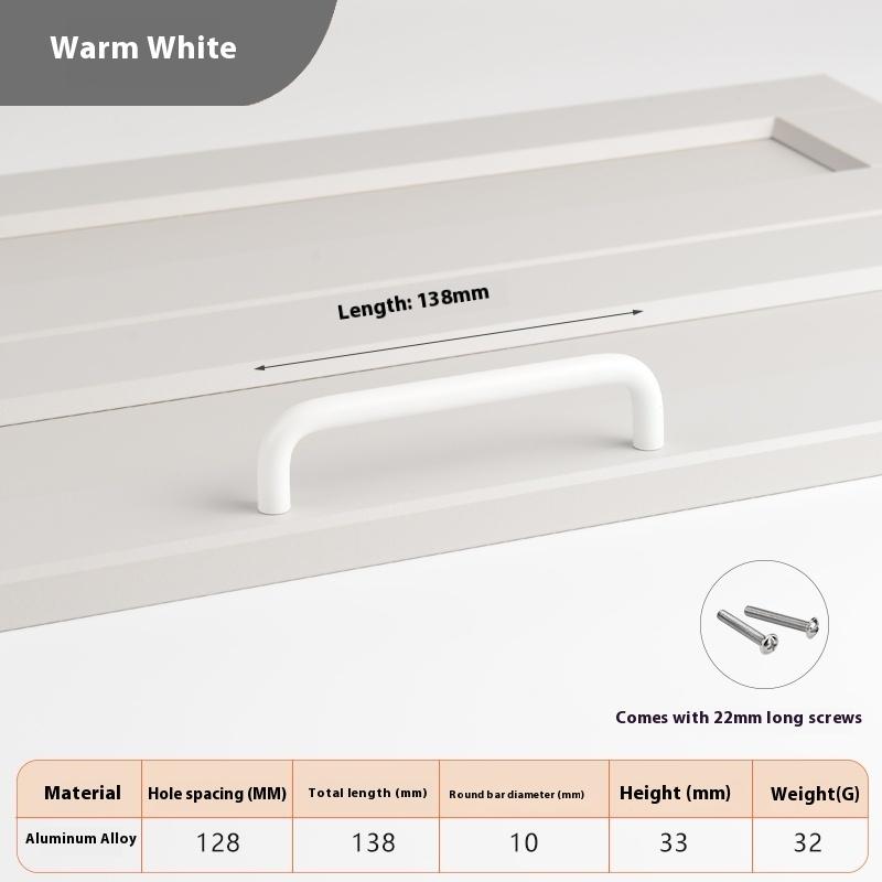 

Барвисті Прості Меблеві Ручки Шафи Ручки для Дитячої Кімнати Ручки-Кулі для Шухляд Сучасна Фурнітура з Алюмінієвого Сплаву White 138MM