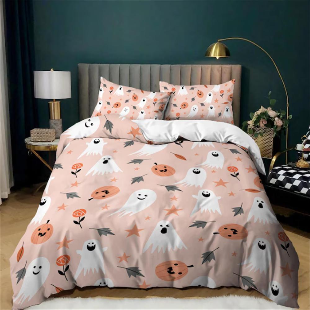 

Cute Halloween Bedding & Pillowcase, Ghost Pumpkin Duvet Cover Set Dorm Bedding, Halloween Decor, Nursery Toddler Bedding Set EU Single 135x200cm